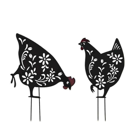 Set of Two Black Hen Garden Silhouettes - The Farthing