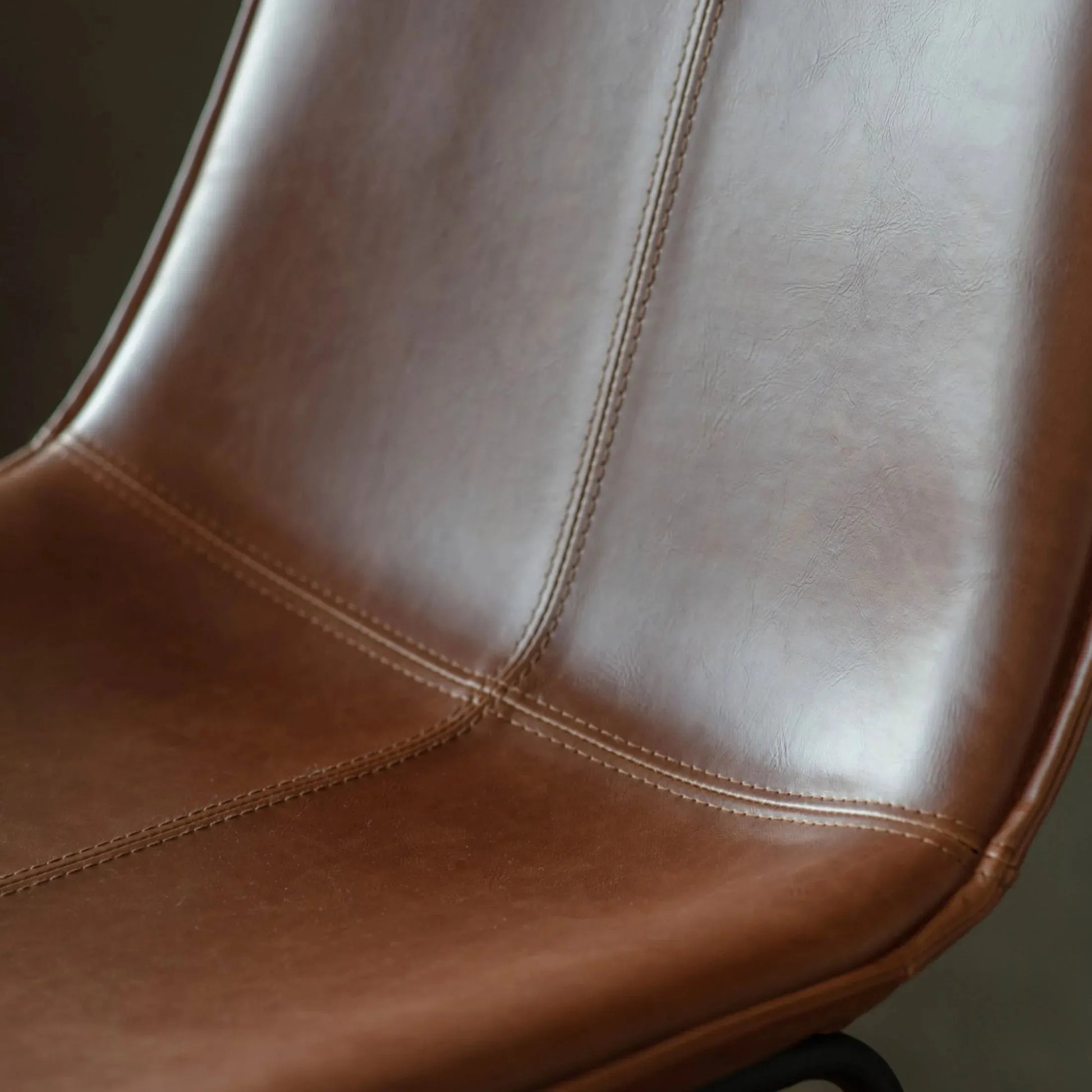 Set of Two Brown Faux Leather Bar Stools - The Farthing