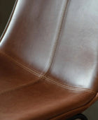 Set of Two Brown Faux Leather Bar Stools - The Farthing