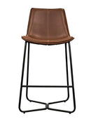 Set of Two Brown Faux Leather Bar Stools - The Farthing