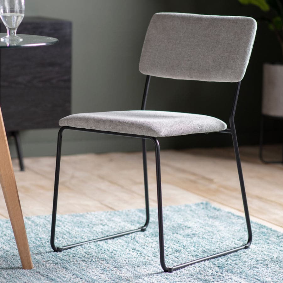 Set of Two Contemporary Light Grey Fabric Dining Chairs - The Farthing