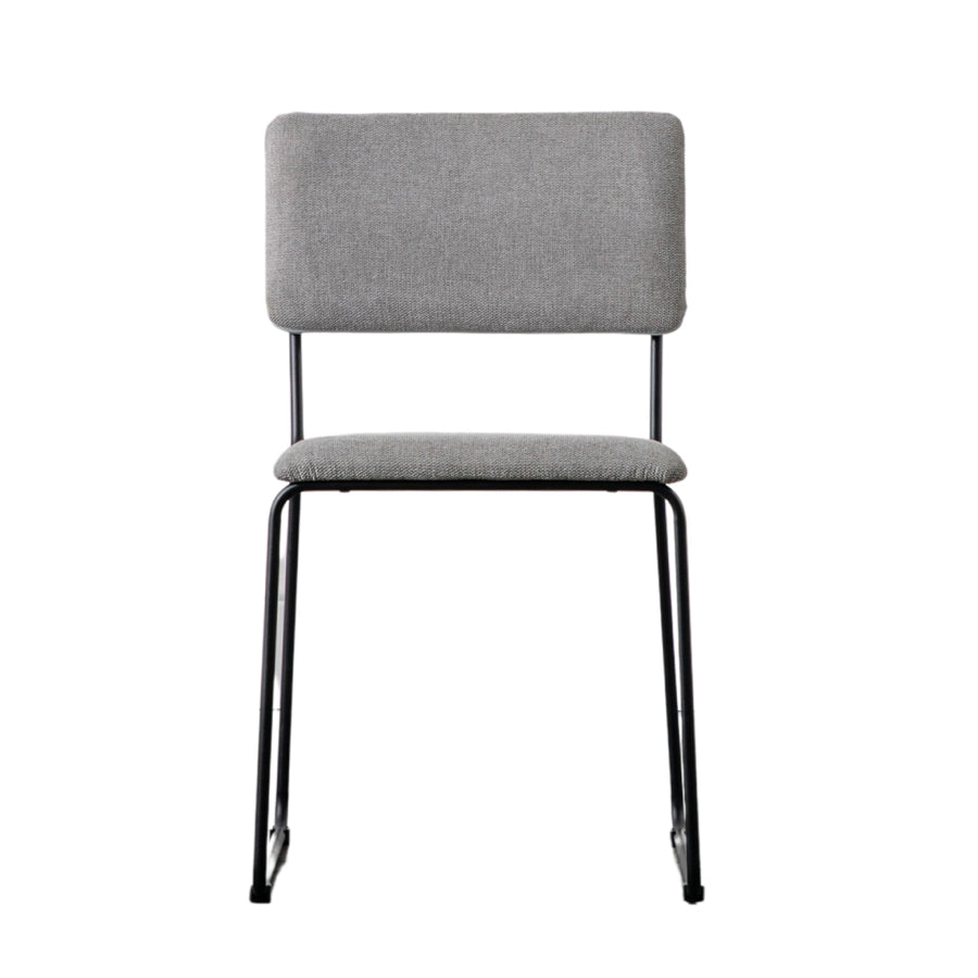 Set of Two Contemporary Light Grey Fabric Dining Chairs - The Farthing