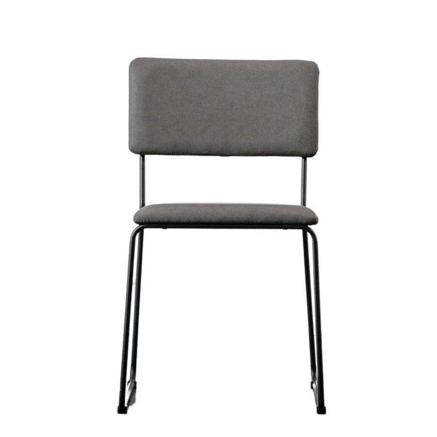 Set of Two Contemporary Slate Grey Padded Dining Chairs - The Farthing