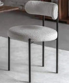 Set of Two Curved Back Cream Fabric Dining Chairs - The Farthing