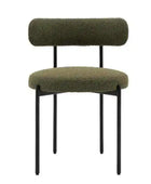 Set of Two Curved Back Green Fabric Dining Chairs - The Farthing