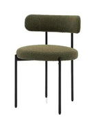 Set of Two Curved Back Green Fabric Dining Chairs - The Farthing