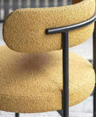 Set of Two Curved Back Ochre Fabric Dining Chairs - The Farthing