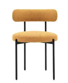 Set of Two Curved Back Ochre Fabric Dining Chairs - The Farthing