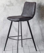 Set of Two Dark Faux Leather Bar Stools - The Farthing