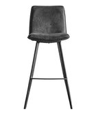 Set of Two Dark Faux Leather Bar Stools - The Farthing