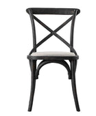 Set of Two Distressed Black Wood Cross Back Dining Chairs - The Farthing