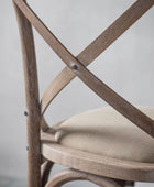 Set of Two Distressed Natural Wood Cross Back Dining Chairs - The Farthing