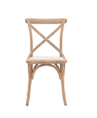 Set of Two Distressed Natural Wood Cross Back Dining Chairs - The Farthing