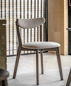 Set of Two Gently Curved Dining Chairs with Darkened Stain - The Farthing