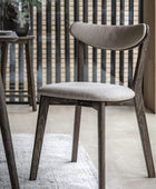 Set of Two Gently Curved Dining Chairs with Darkened Stain - The Farthing