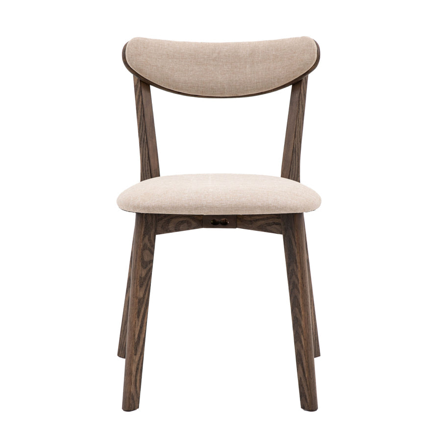 Set of Two Gently Curved Dining Chairs with Darkened Stain - The Farthing