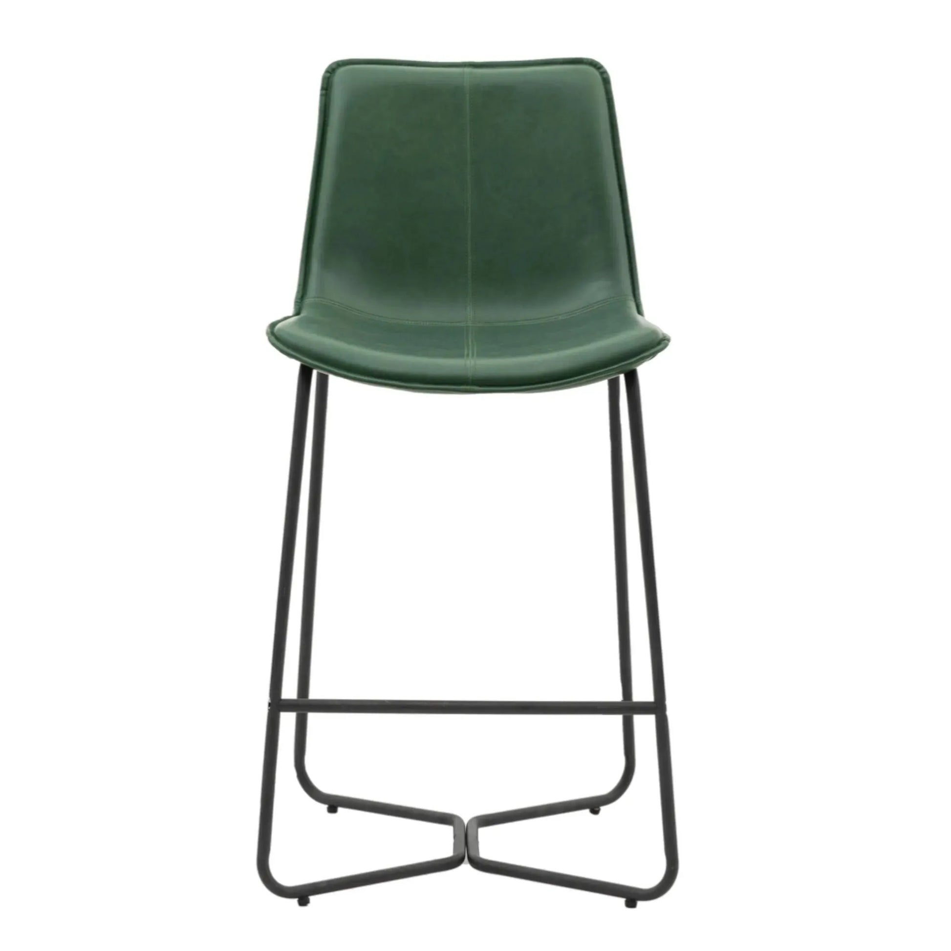 Set of Two GreenFaux Leather Bar Stools - The Farthing