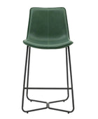 Set of Two GreenFaux Leather Bar Stools - The Farthing