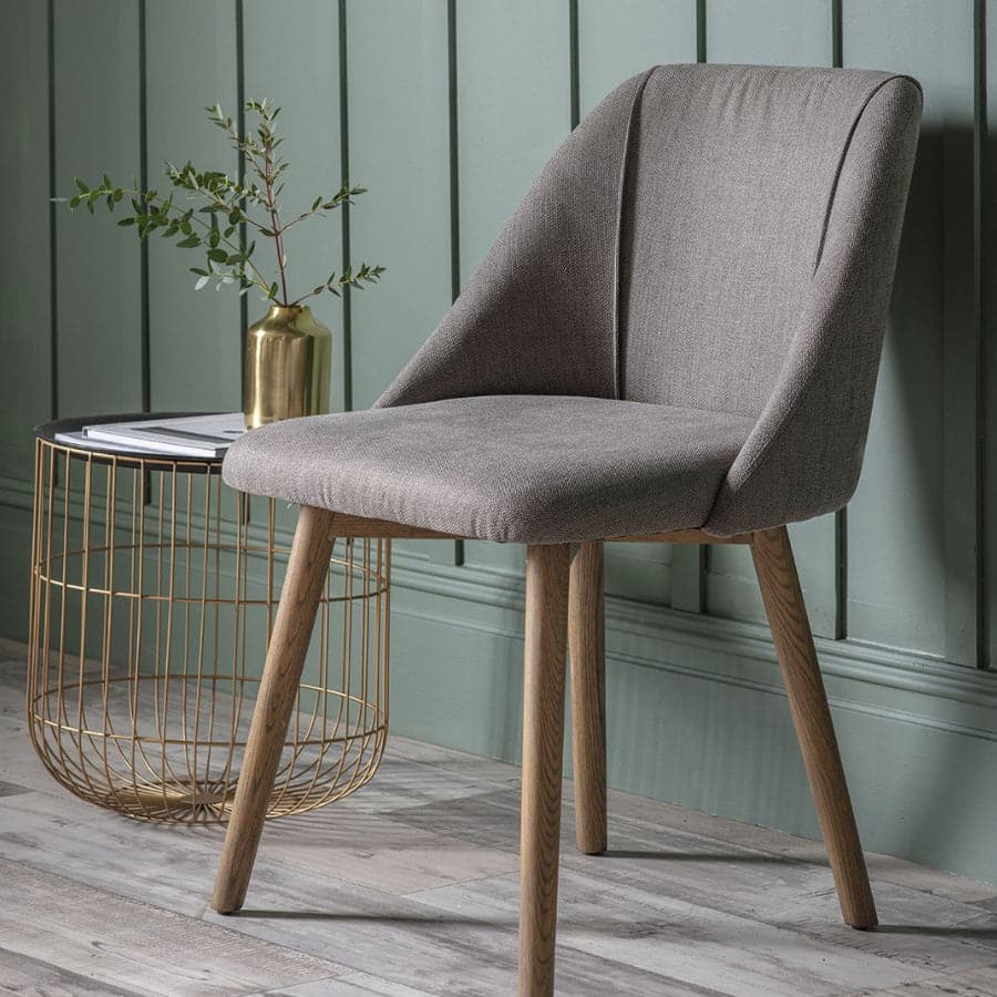 Set of Two Grey Fabric Wilston Dining Chairs - The Farthing