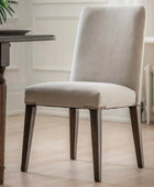 Set of Two Grey Linen Padded Dining Chairs - The Farthing