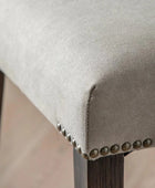 Set of Two Grey Linen Padded Dining Chairs - The Farthing