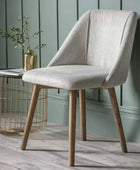 Set of Two Light Fabric Wilston Dining Chairs - The Farthing