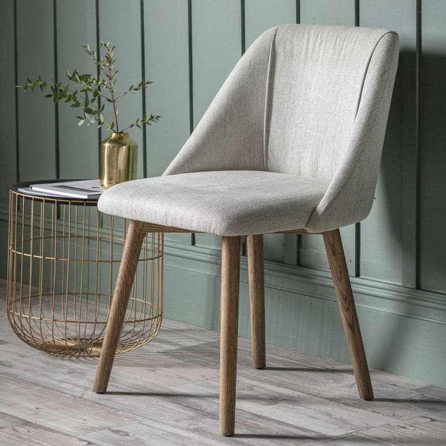 Set of Two Light Fabric Wilston Dining Chairs - The Farthing