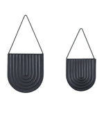 Set of Two Matt Black Metal Wall Planters - The Farthing