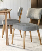 Set of Two Mid Century Grey Fabric Dining Chairs - The Farthing