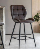 Set of Two Mid Century Inspired Brown Backed Stools - The Farthing