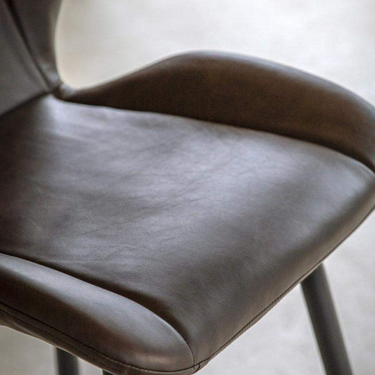 Set of Two Mid Century Inspired Brown Backed Stools - The Farthing