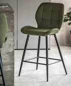 Set of Two Mid Century Inspired Green Fabric Backed Stools - The Farthing