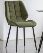 Set of Two Mid-Century inspired Green Fabric Dining Chairs - The Farthing