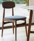 Set of Two Mid Century Styled Grey Fabric Padded Dining Chairs - The Farthing