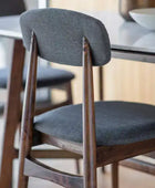 Set of Two Mid Century Styled Grey Fabric Padded Dining Chairs - The Farthing