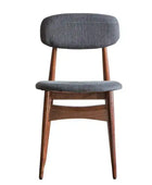 Set of Two Mid Century Styled Grey Fabric Padded Dining Chairs - The Farthing