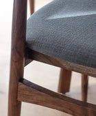 Set of Two Mid Century Styled Grey Fabric Padded Dining Chairs - The Farthing