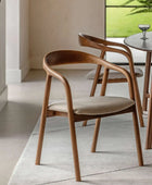 Set of Two Mid Century Styled Padded Top Wood Dining Chairs - The Farthing