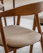 Set of Two Mid Century Styled Padded Top Wood Dining Chairs - The Farthing