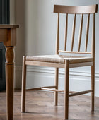 Set of Two Oak Woven Top Dining Chairs - The Farthing