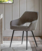 Set of Two Open Back Grey Fabric Dining Chairs - The Farthing