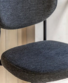 Set of Two Oval Back Charcoal Fabric Bar Stools - The Farthing