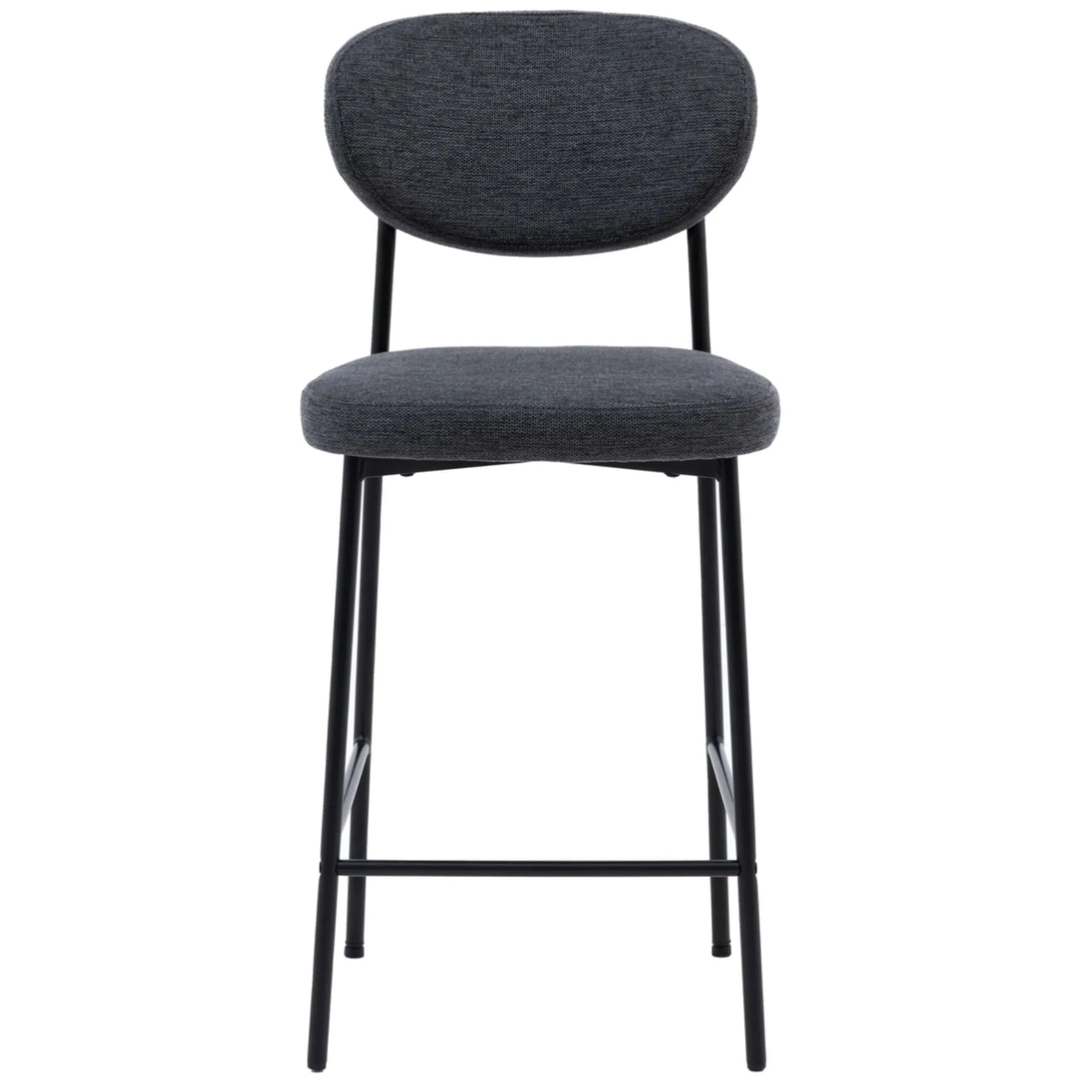 Set of Two Oval Back Charcoal Fabric Bar Stools - The Farthing