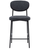 Set of Two Oval Back Charcoal Fabric Bar Stools - The Farthing