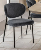 Set of Two Oval Back Charcoal Fabric Dining Chairs - The Farthing