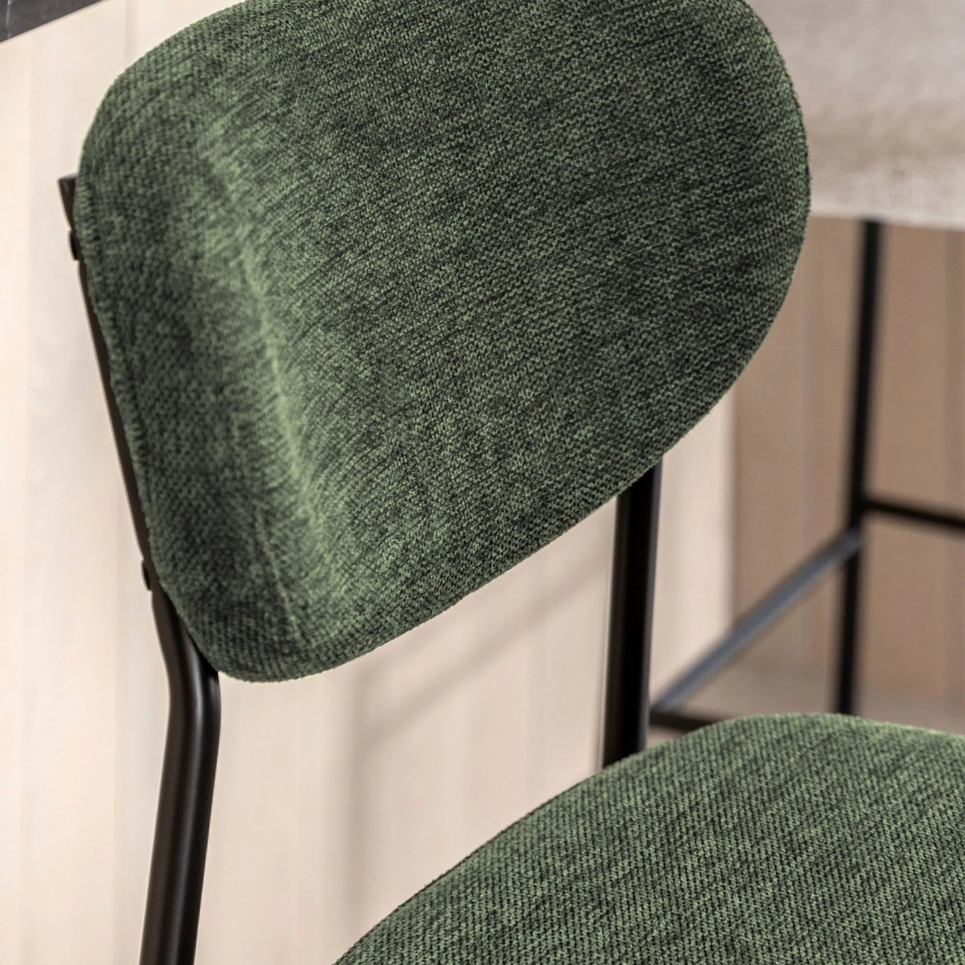 Set of Two Oval Back Green Fabric Bar Stools - The Farthing