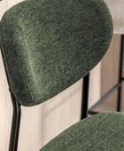 Set of Two Oval Back Green Fabric Bar Stools - The Farthing