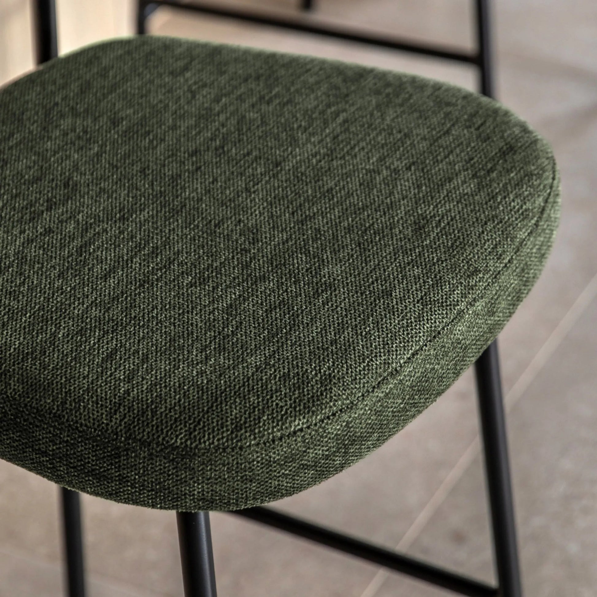 Set of Two Oval Back Green Fabric Bar Stools - The Farthing