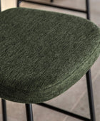 Set of Two Oval Back Green Fabric Bar Stools - The Farthing