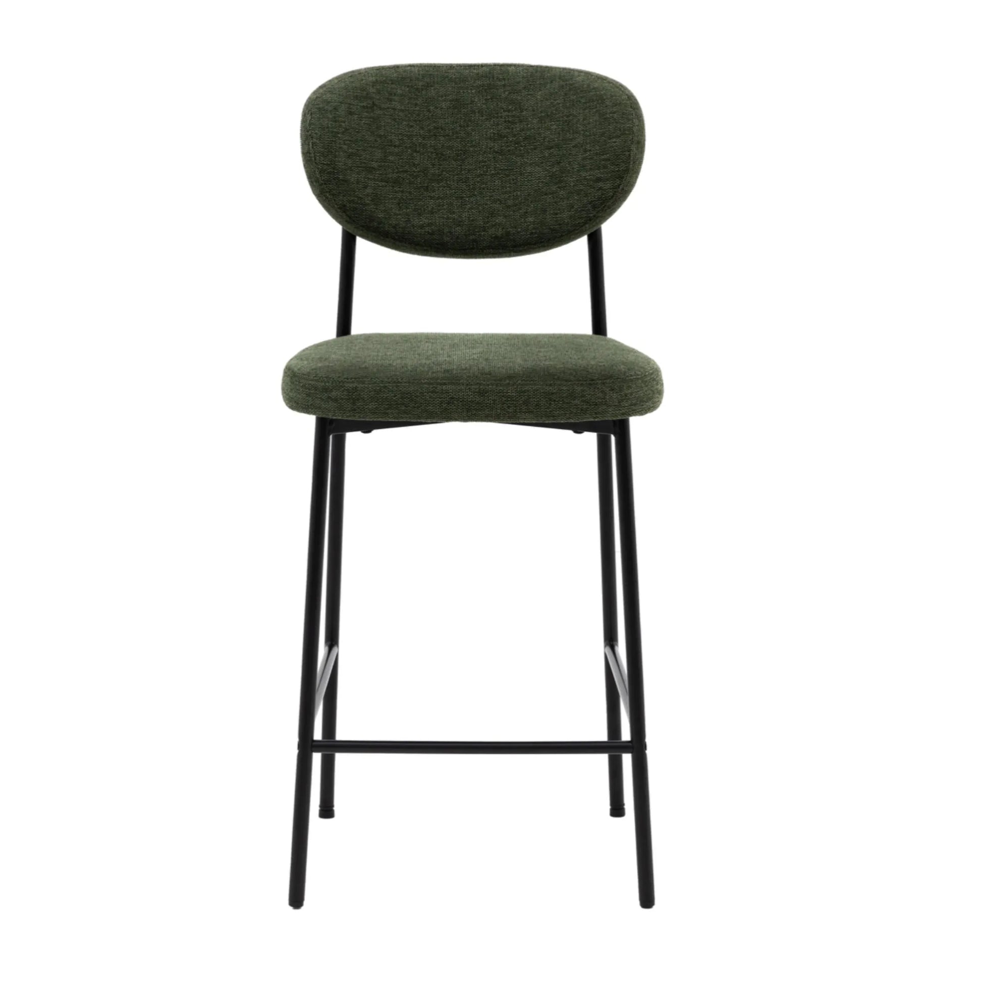 Set of Two Oval Back Green Fabric Bar Stools - The Farthing